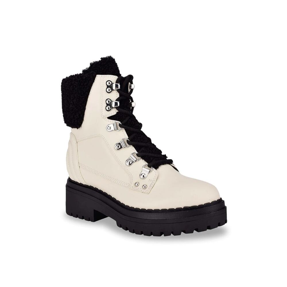 GBG LOS ANGELES IVORY FAUX FUR WOMEN'S COMBAT BOOTS - SIZE 7 - Picture 7 of 7